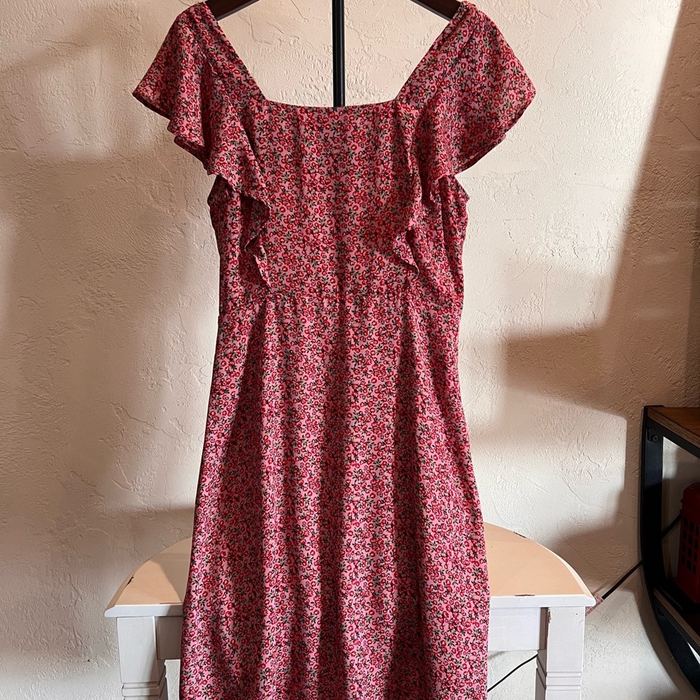Monteau Red and White Flutter Sleeve Sundress